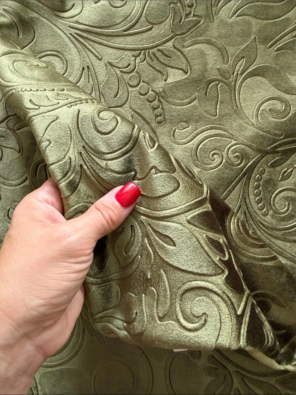 Decorative Paisley Velvet Accent Pillow Cover - Olive Green Color Set of 2